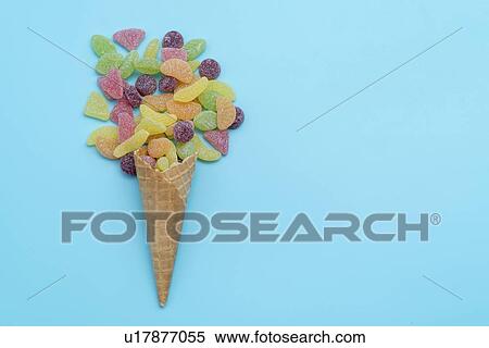 Stock Photography - Sweets in waffle cone.. Fotosearch