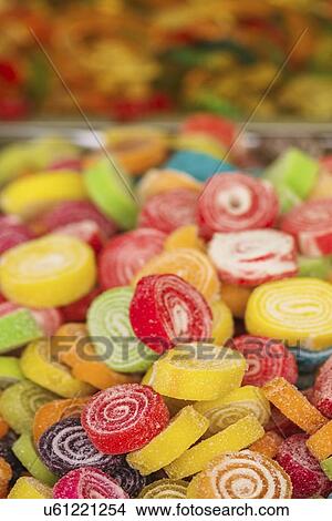 Picture - Sweets on market stall.. Fotosearch