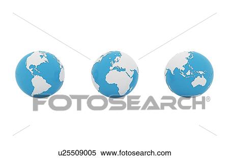 Stock Photography - Three globes, computer illustration.. Fotosearch