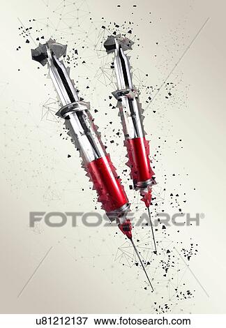Stock Photo - Two medical syringes, illustration.. Fotosearch