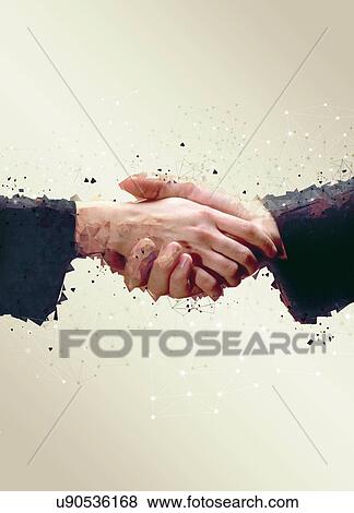 Stock Photo - Two people shaking hands, illustration.. Fotosearch