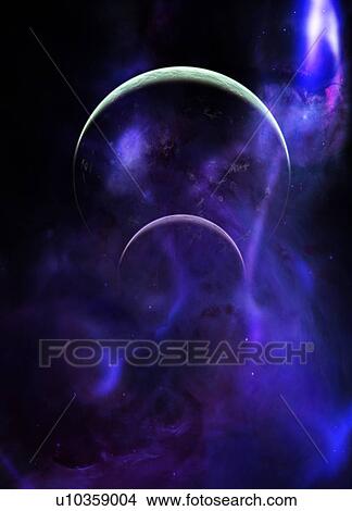 Two planets, illustration. View Large Photo Image Picture - Two planets, illustration.. Fotosearch