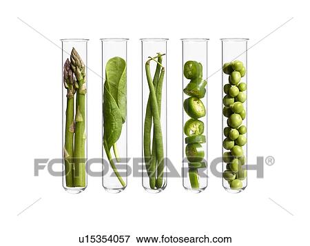 Stock Photo - Vegetables in test tubes, studio shot.. Fotosearch
