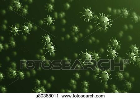 Stock Image - Virus cells, computer illustration.. Fotosearch