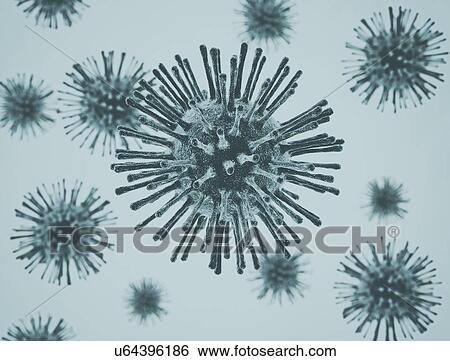 Stock Photograph - Virus cells, computer illustration.. Fotosearch