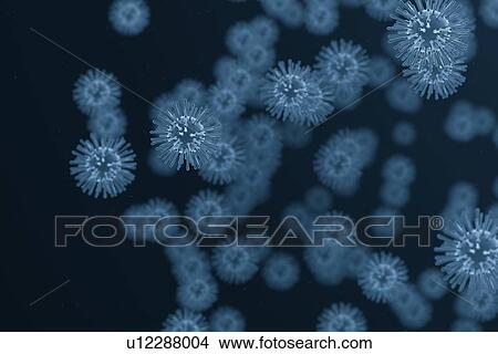 Picture - Virus particles, illustration.. Fotosearch