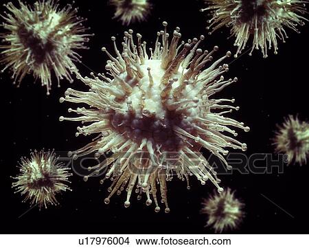 Picture - Virus particles, illustration.. Fotosearch