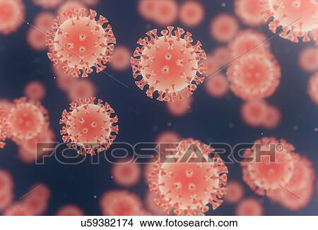 Picture - Virus particles, illustration.. Fotosearch