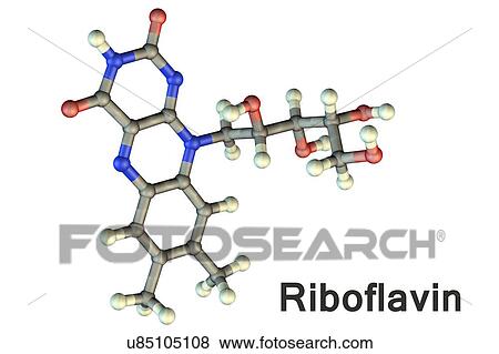Vitamin B2 (riboflavin), molecular model. This vitamin plays a key role in energy metabolism. Atoms are represented as spheres and are colour-coded: carbon (grey), hydrogen (white), nitrogen (blue) and oxygen (red). View Large Photo Image Stock Photo - Vitamin B2 (riboflavin), molecular model. This vitamin plays a key role in energy metabolism. Atoms are represented as spheres and are colour-coded: carbon (grey), hydrogen (white), nitrogen (blue) and oxygen (red).. Fotosearch