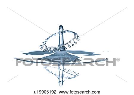 Stock Image - Water splash with a crown and reflection.. Fotosearch