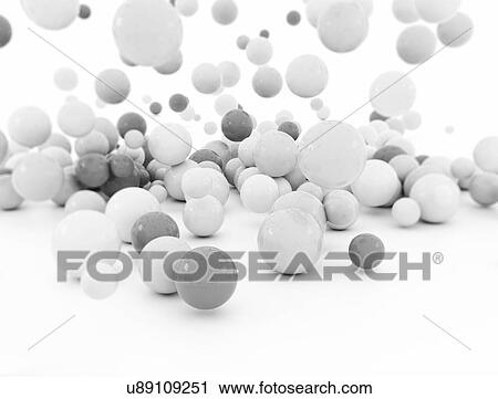 Stock Image - White and grey spheres, illustration.. Fotosearch
