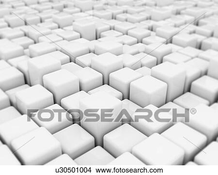 Picture - White cubes, computer illustration.. Fotosearch