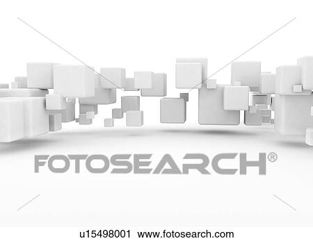 Stock Image - White cubes, computer illustration.. Fotosearch