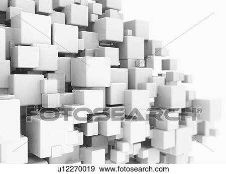 Stock Photo - White cubes, computer illustration.. Fotosearch