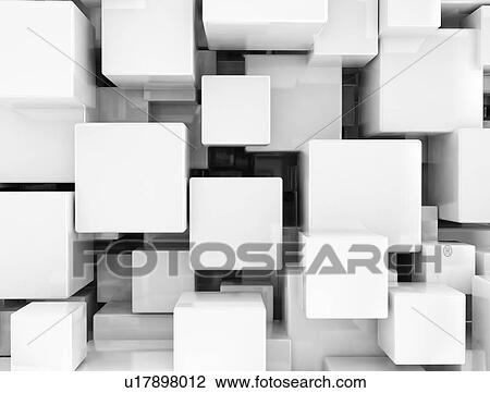 Stock Image - White cubes, illustration.. Fotosearch