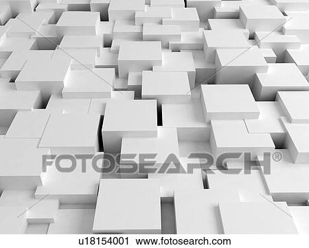 Stock Image - White cubes, illustration.. Fotosearch