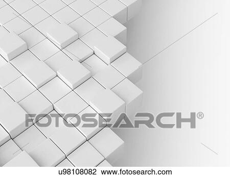 Stock Image - White cubes, illustration.. Fotosearch