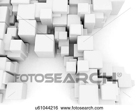 Stock Photograph - White cubes, illustration.. Fotosearch