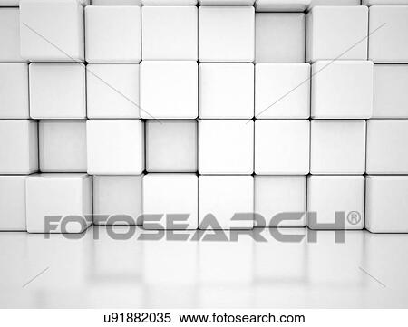 Stock Photography - White cubes, illustration.. Fotosearch