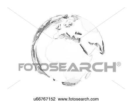 Stock Image - White globe, computer illustration.. Fotosearch