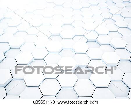 Stock Image - White hexagons, illustration.. Fotosearch