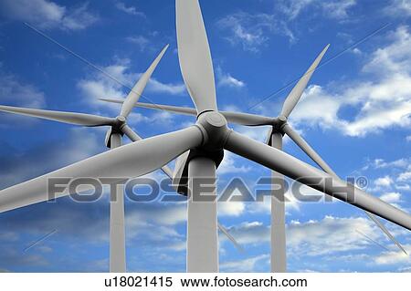 Stock Photography - Wind turbines against the sky.. Fotosearch