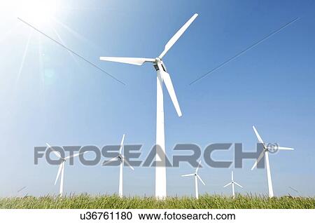 Stock Image - Wind turbines.. Fotosearch