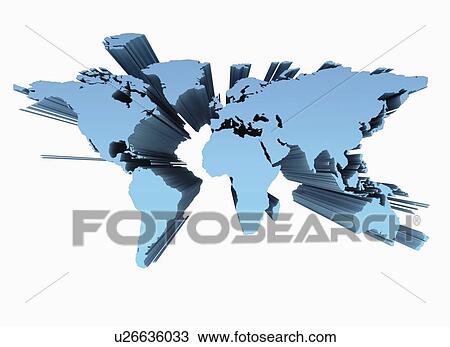 Stock Image - World map, computer illustration.. Fotosearch