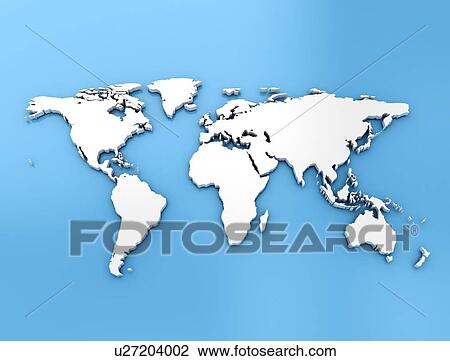 Stock Image - World map, computer illustration.. Fotosearch