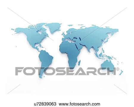 Stock Image - World map, computer illustration.. Fotosearch