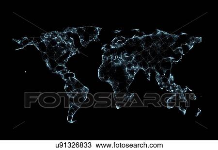 Stock Image - World map, computer illustration.. Fotosearch