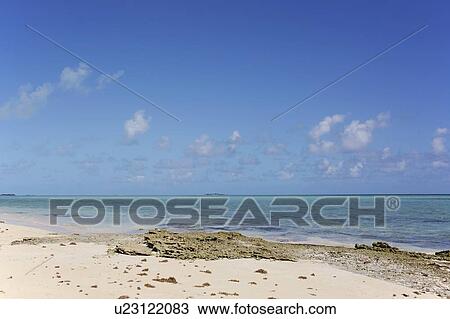 Stock Image - Beach and sea on sunny day. Fotosearch