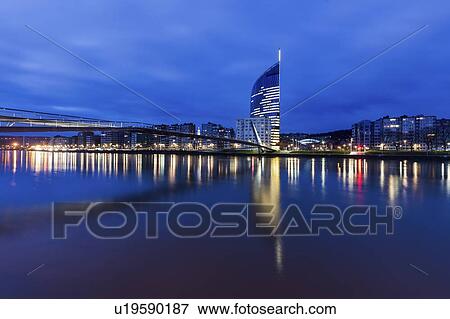 Stock Photo - Belgium, Wallonia, Liege, Reflections in Meuse River. Fotosearch
