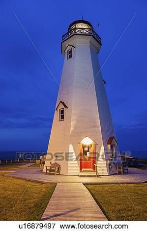 Canada, Prince Edward Island, East Point Lighthouse at night View Large Photo Image Stock Photo - Canada, Prince Edward Island, East Point Lighthouse at night. Fotosearch