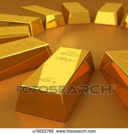 Stock Image - Gold bars, illustration.. Fotosearch