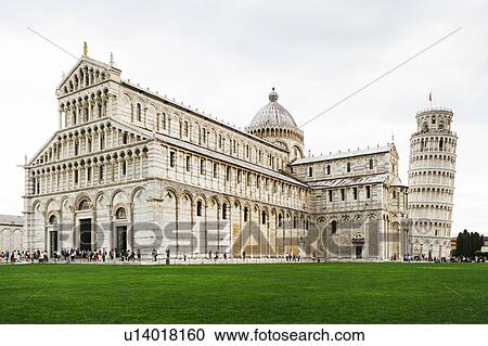 Italy, Tuscany, Pisa, Pisa Cathedral and Leaning Tower of Pisa View Large Photo Image Stock Image - Italy, Tuscany, Pisa, Pisa Cathedral and Leaning Tower of Pisa. Fotosearch