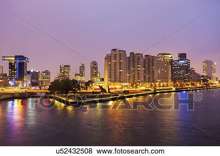 Netherlands, Rotterdam, Cityscape at night View Large Photo Image Stock Photo - Netherlands, Rotterdam, Cityscape at night. Fotosearch
