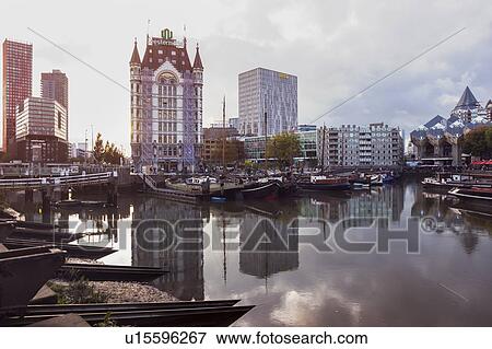 Stock Photo - Netherlands, Rotterdam, Marina at sunset. Fotosearch