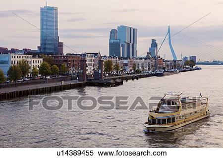 Stock Photography - Netherlands, Rotterdam, Passenger craft on river. Fotosearch