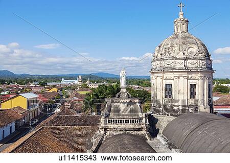 Stock Image - Nicaragua, Granada, Dome of La Merced Church. Fotosearch