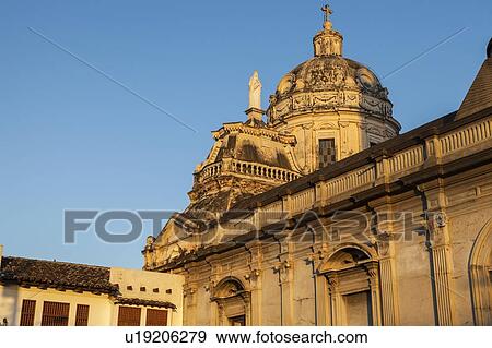 Stock Photo - Nicaragua, Granada, La Merced Church against clear sky. Fotosearch