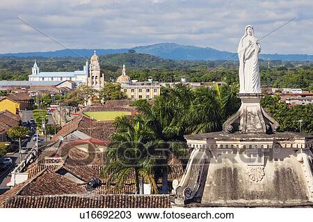 Nicaragua, Granada, Statue of Virgin Mary on top of La Merced Church View Large Photo Image Stock Image - Nicaragua, Granada, Statue of Virgin Mary on top of La Merced Church. Fotosearch