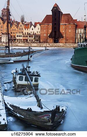 Poland, Pomerania, Gdansk, Frozen Vistula river View Large Photo Image Picture - Poland, Pomerania, Gdansk, Frozen Vistula river. Fotosearch