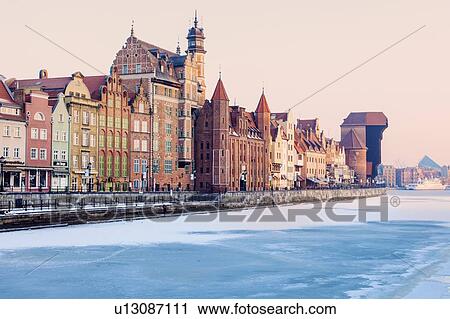 Poland, Pomerania, Gdansk, Frozen Vistula river and historic crane View Large Photo Image Stock Image - Poland, Pomerania, Gdansk, Frozen Vistula river and historic crane. Fotosearch