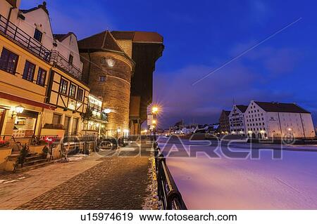 Poland, Pomerania, Gdansk, Frozen Vistula river and 15th century crane View Large Photo Image Stock Photo - Poland, Pomerania, Gdansk, Frozen Vistula river and 15th century crane. Fotosearch