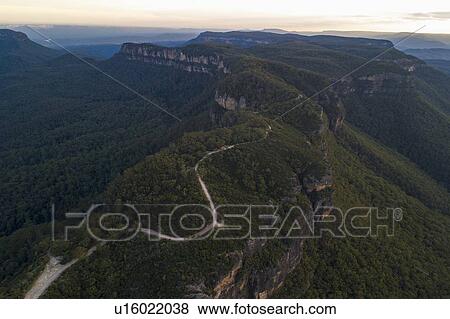 Stock Photo - Road in Jamison Valley in Blue Mountains National Park. Fotosearch