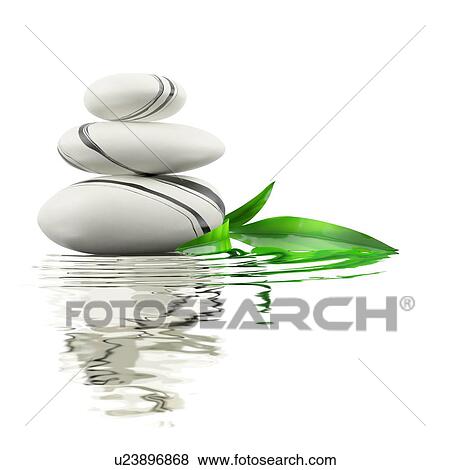 Spa stones and bamboo leaf in water, illustration. View Large Photo Image Stock Photo - Spa stones and bamboo leaf in water, illustration.. Fotosearch