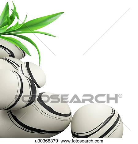 Stock Photo - Spa stones and bamboo leaf, illustration.. Fotosearch
