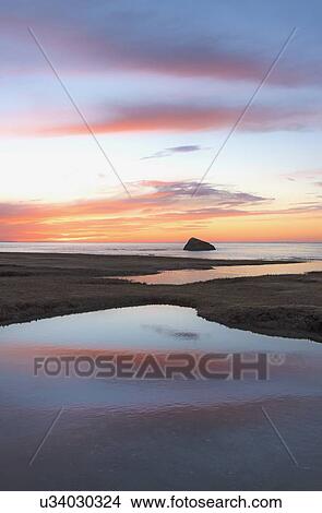 Picture - USA, Massachusetts, Cape Cod, Orleans, Sea at sunset. Fotosearch