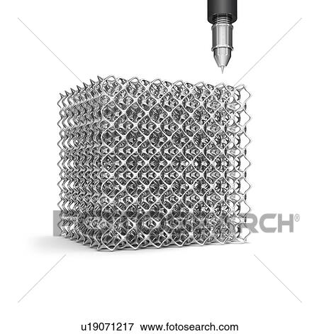 Stock Photo - 3D printer making steel cube, illustration.. Fotosearch